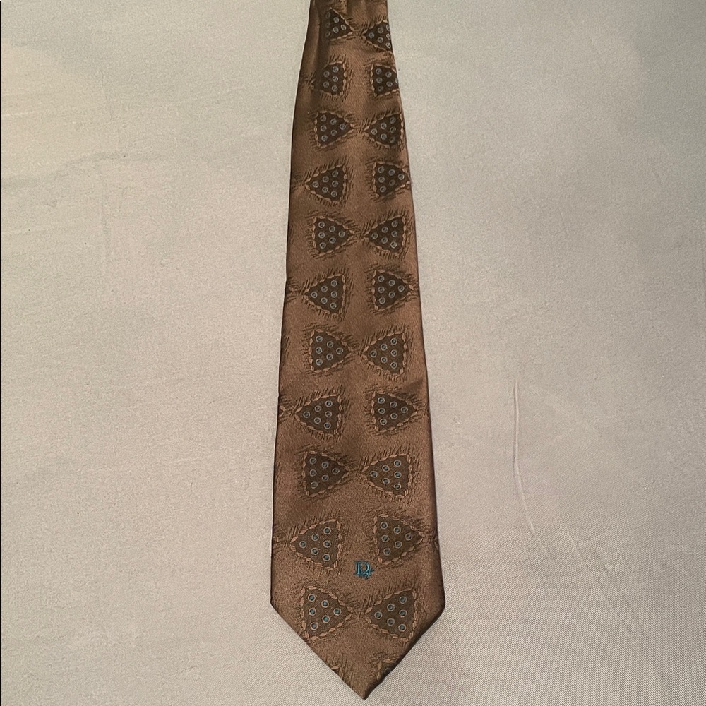 Dior Brown Geometric Pattern Tie